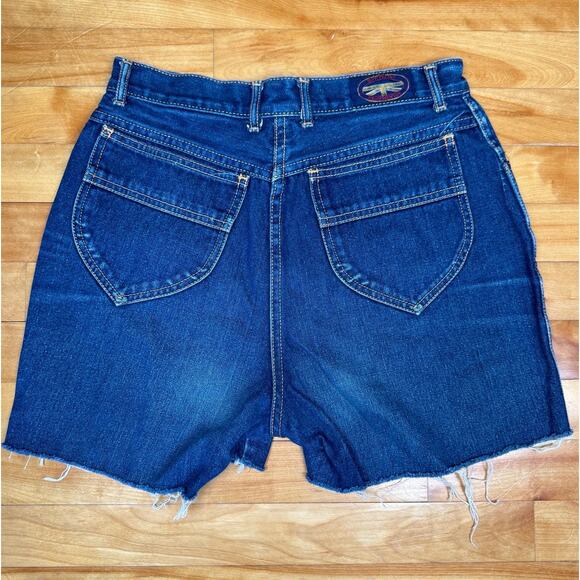 Vintage Jean Shorts, Brittania Cutoffs Medium Dark Wash, W27", USA 80s 90s Denim - Picture 4 of 9